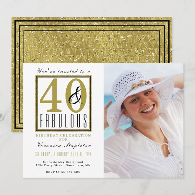 40 & Fabulous 40th Birthday Party Invitation (Front/Back)