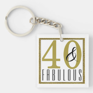 40 & Fabulous 40th Birthday Party Keychain
