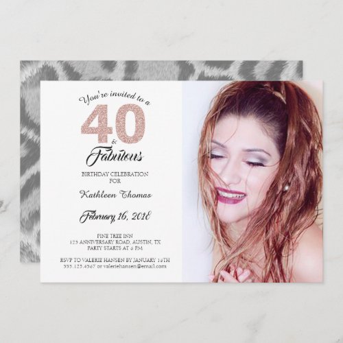 40 Fabulous 40th Birthday Party Photo Invitation