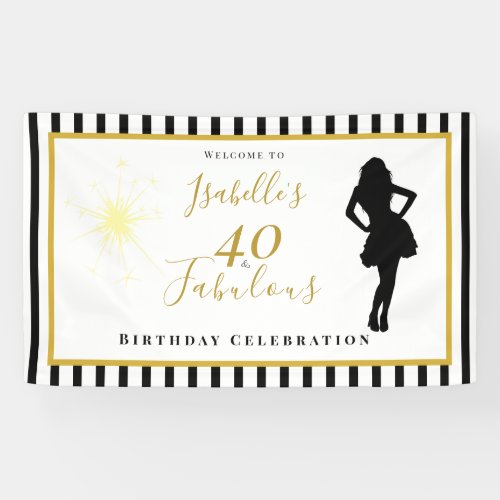 40 & Fabulous Birthday Banner Black & Gold