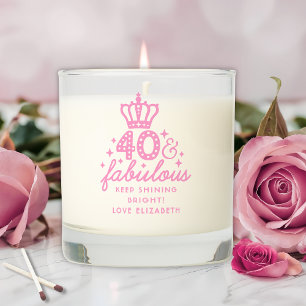 40 & Fabulous Birthday Forty Fortieth Personalized Scented Candle