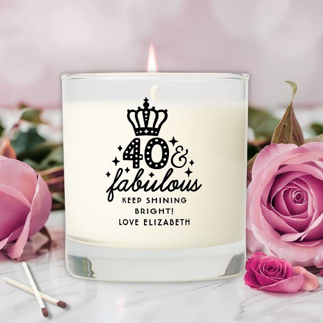 40 & Fabulous Birthday Forty Fortieth Personalized Scented Candle (Creator Uploaded)