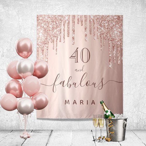 40 fabulous birthday glitter rose gold sparkle tapestry