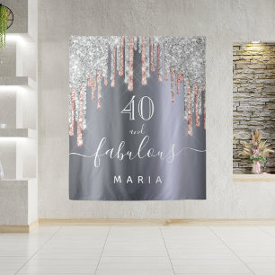 40 fabulous birthday glitter silver rose gold tapestry