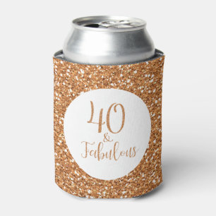 40 & Fabulous Birthday Gold Glitter Can Cooler