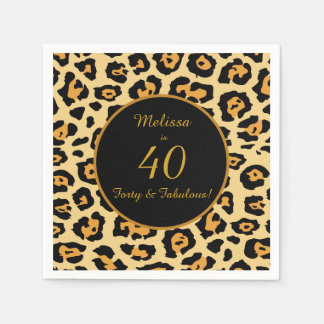 40 & Fabulous Birthday Leopard Print Cocktail Napkins