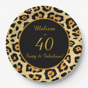 40 & Fabulous Birthday Leopard Print Paper Plates