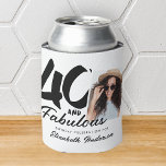 40 & Fabulous Birthday Modern Simple Custom Photo Can Cooler<br><div class="desc">The 40 & Fabulous Birthday Modern Simple Custom Photo Can Cooler is a fun and personalized way to celebrate a milestone birthday. With its modern design, customizable elements, and practical functionality, this can cooler is an ideal party favor or gift for someone turning 40. Custom Photo: The can cooler features...</div>