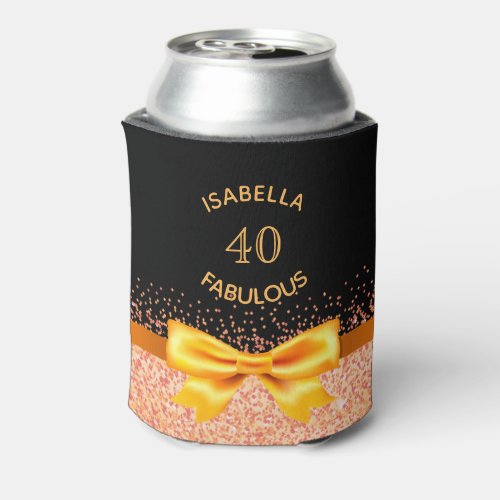 40 fabulous birthday party Black gold name Can Cooler