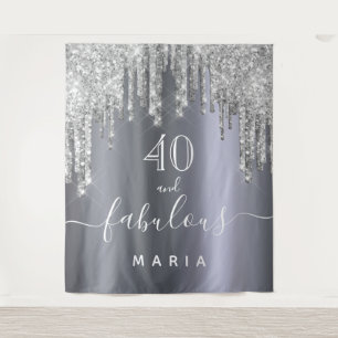 40 fabulous birthday party glitter silver sparkle tapestry