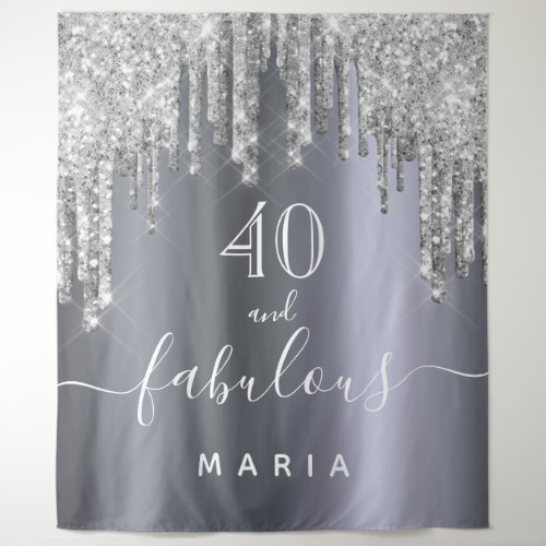 40 fabulous birthday party glitter silver sparkle tapestry