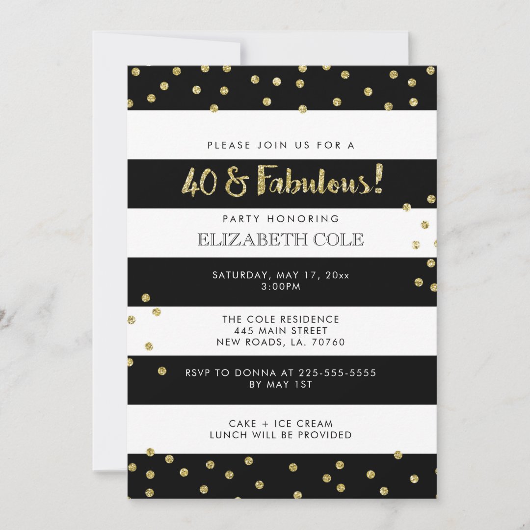 40 & Fabulous Birthday Party Invitations | Zazzle