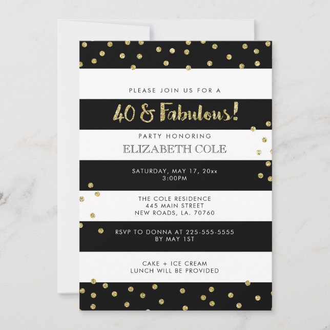 40 & Fabulous Birthday Party Invitations (Front)