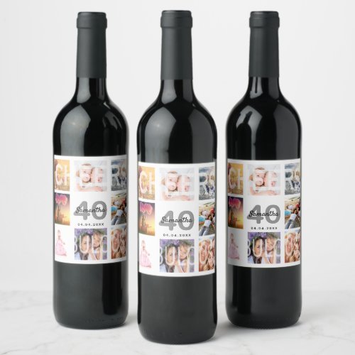 40 fabulous birthday photo collage white wine label