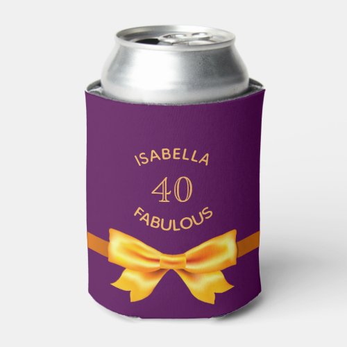 40 fabulous birthday purple gold can cooler