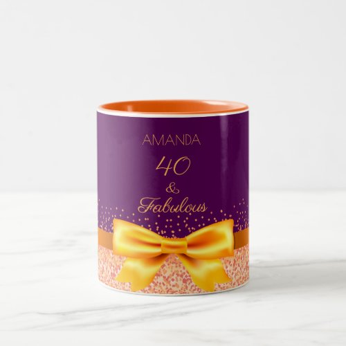 40 fabulous birthday purple rose gold Two_Tone coffee mug