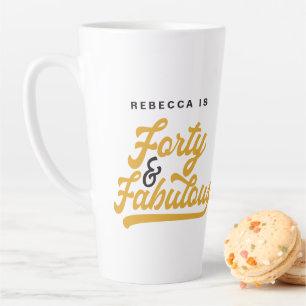 40 & fabulous birthday retro vintage script latte mug