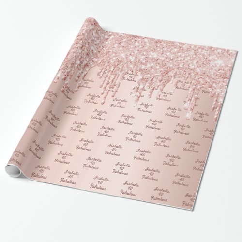 40 Fabulous birthday rose gold glitter sparkle Wrapping Paper