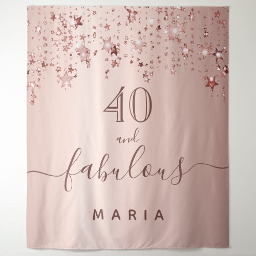 40 fabulous birthday stars rose gold sparkle glam tapestry