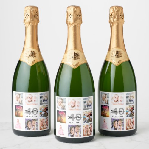 40 fabulous birthday white photo collage name sparkling wine label