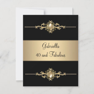 40 & Fabulous Black Coffee Trim Birthday Party Invitation