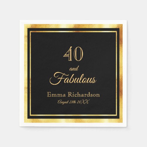 40 fabulous black gold elegant name napkins