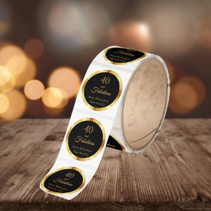 40 fabulous black gold name classic round sticker