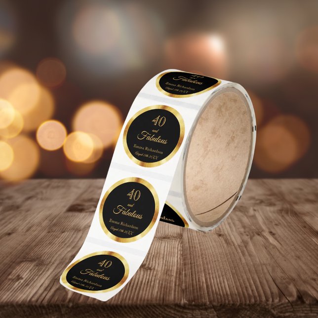 40 fabulous black gold name classic round sticker (Creator Uploaded)