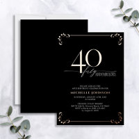 40 & Fabulous Black Rose Gold Calligraphy Birthday