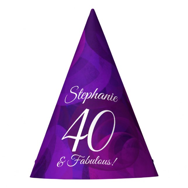 40 & Fabulous Elegant Purple Birthday Party Hat (Front)