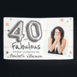 40 & Fabulous Foil Balloon Stars Photo Birthday Banner<br><div class="desc">Design is composed of foil balloons and stars. Add your custom photo

Available here:
http://www.zazzle.com/store/selectpartysupplies</div>