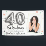 40 & Fabulous Foil Balloon Stars Photo Birthday Banner<br><div class="desc">Design is composed of foil balloons and stars. Add your custom photo

Available here:
http://www.zazzle.com/store/selectpartysupplies</div>