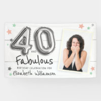40 & Fabulous Foil Balloon Stars Photo Birthday