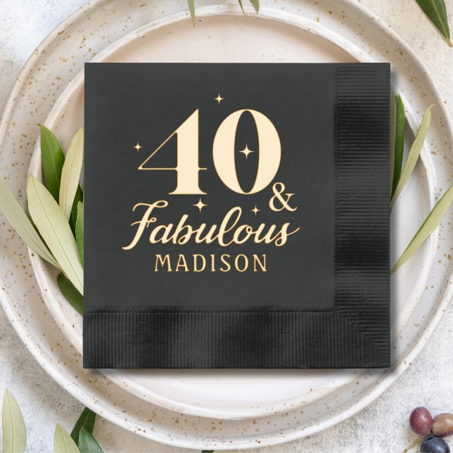 40 & Fabulous Fortieth Birthday Personalized Name Foil Napkins (Creator Uploaded)