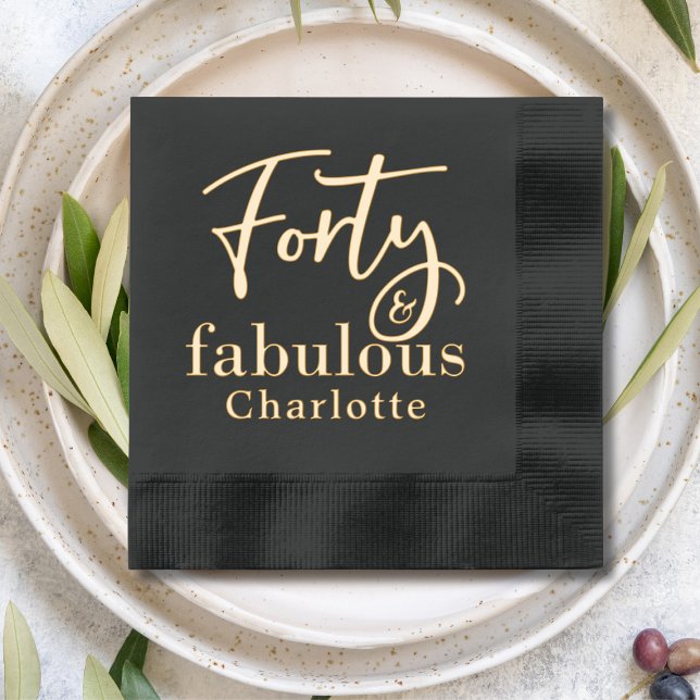 40 & Fabulous Fortieth Birthday Personalized Name Foil Napkins (Creator Uploaded)