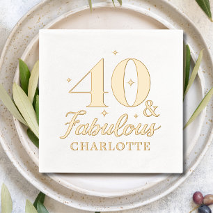 40 & Fabulous Forty Fortieth Birthday Personalized Foil Napkins