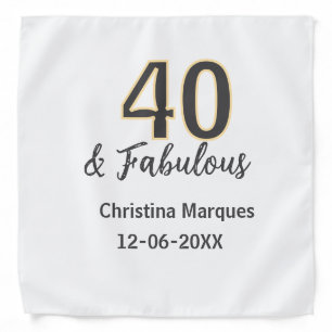 40 & fabulous gray yellow birthday calligraphy  bandana