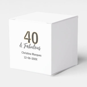 40 & fabulous gray yellow birthday calligraphy favor boxes