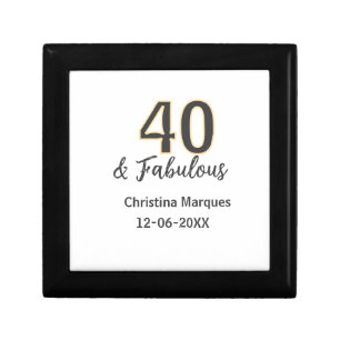 40 & fabulous gray yellow birthday calligraphy  gift box