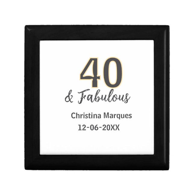 40 & fabulous gray yellow birthday calligraphy  gift box (Front)