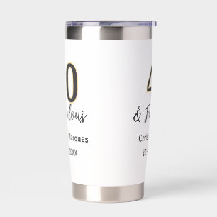 40 & fabulous gray yellow birthday calligraphy insulated tumbler
