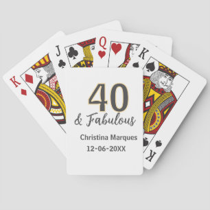 40 & fabulous gray yellow birthday calligraphy  poker cards