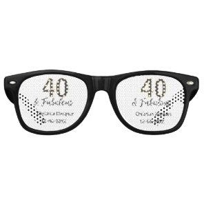 40 & fabulous gray yellow birthday calligraphy  retro sunglasses