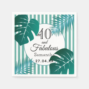 40 fabulous greenery foliage white stripes name napkins