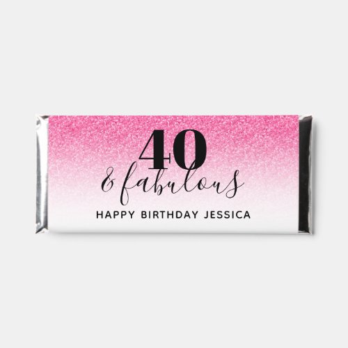 40  Fabulous Hot Pink Faux Glitter Ombre Hershey Bar Favors