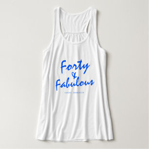 40 Fabulous Neon Blue Name 40th Birthday Gift Tank Top
