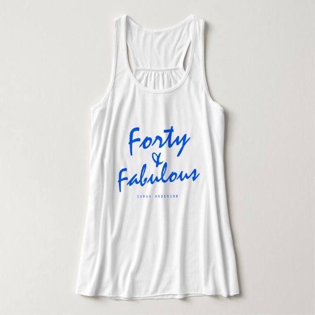 40 Fabulous Neon Blue Name 40th Birthday Gift Tank Top (Design Front)