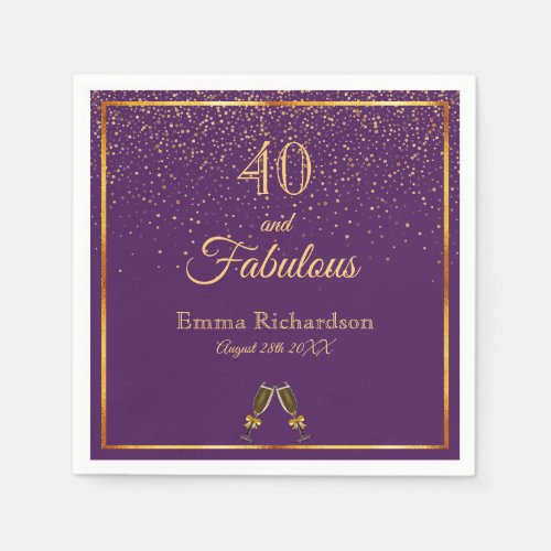 40 fabulous purple gold name fun napkins