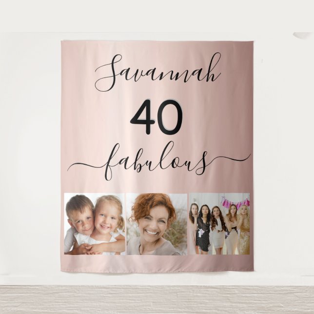 40 fabulous rose gold photo name tapestry (Front)