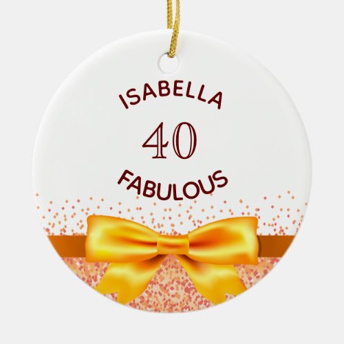 40 fabulous rose gold white name ceramic ornament